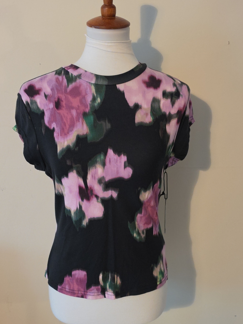 Nicole Miller Black & Purple Floral Blouse